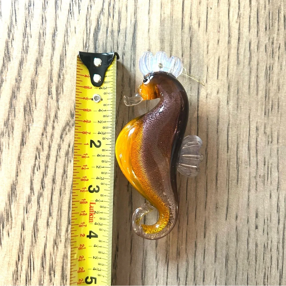 Hand Blown Glass 4” Seahorse Hanging Figure